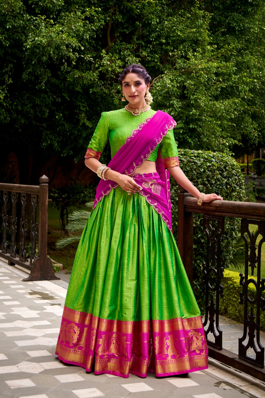 Exclusive Poly Cotton Lehenga Choli | South Indian Half saree | south indian outfits