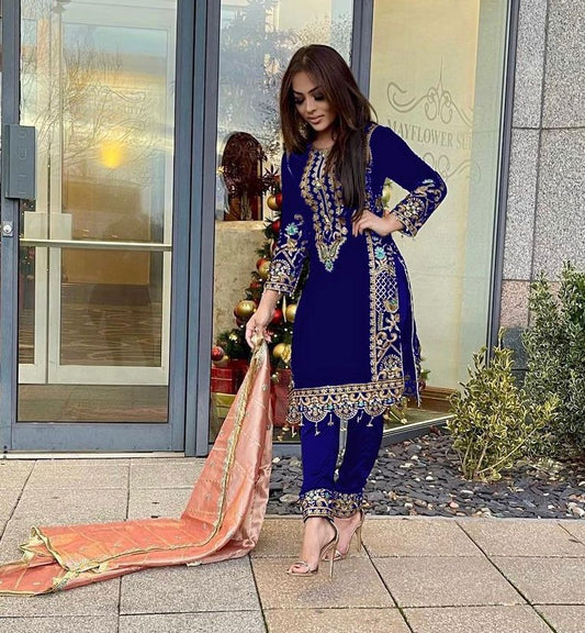 VELVET KURTI-PANT SET