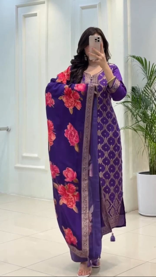 Banarasi Silk Kurti Pent With Dupatta
