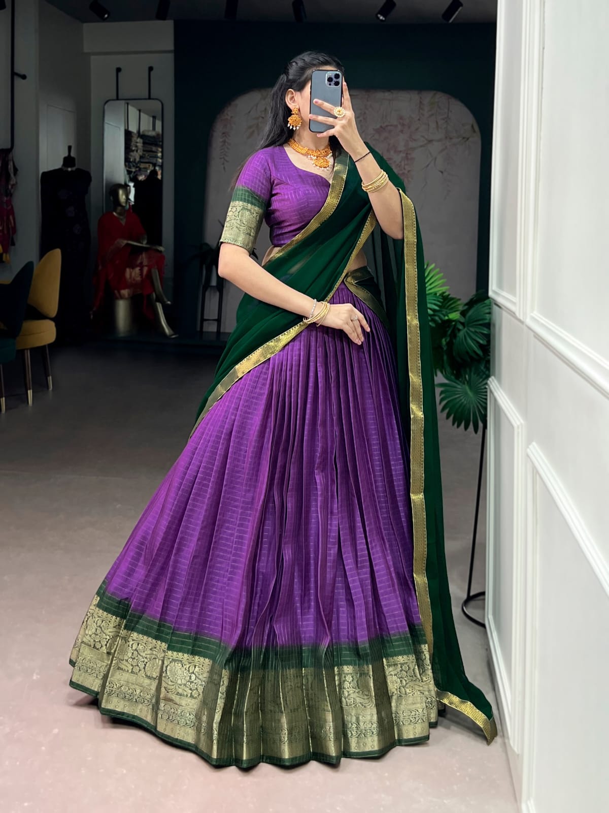 Zari Weaving Lehenga choli With Dupatta