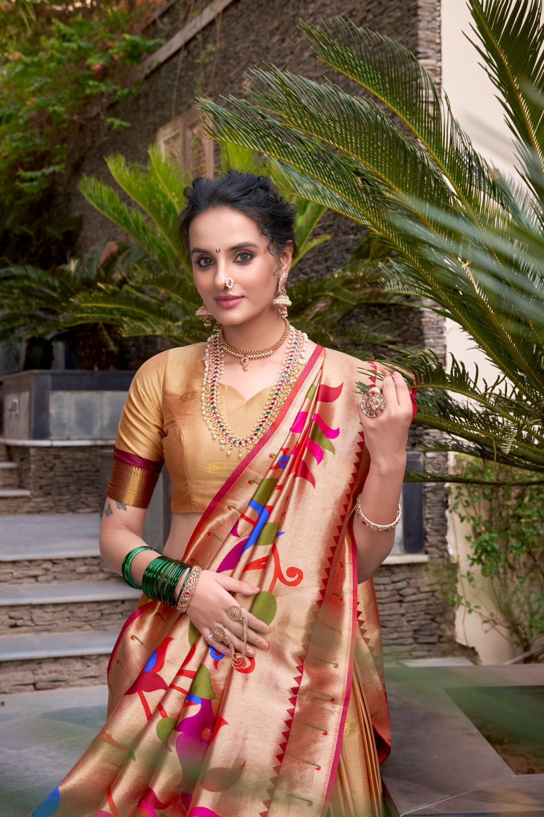 Chiku Colour Jacquard Silk Zari Weaving Paithani Lehenga Choli With Tassels Dupatta