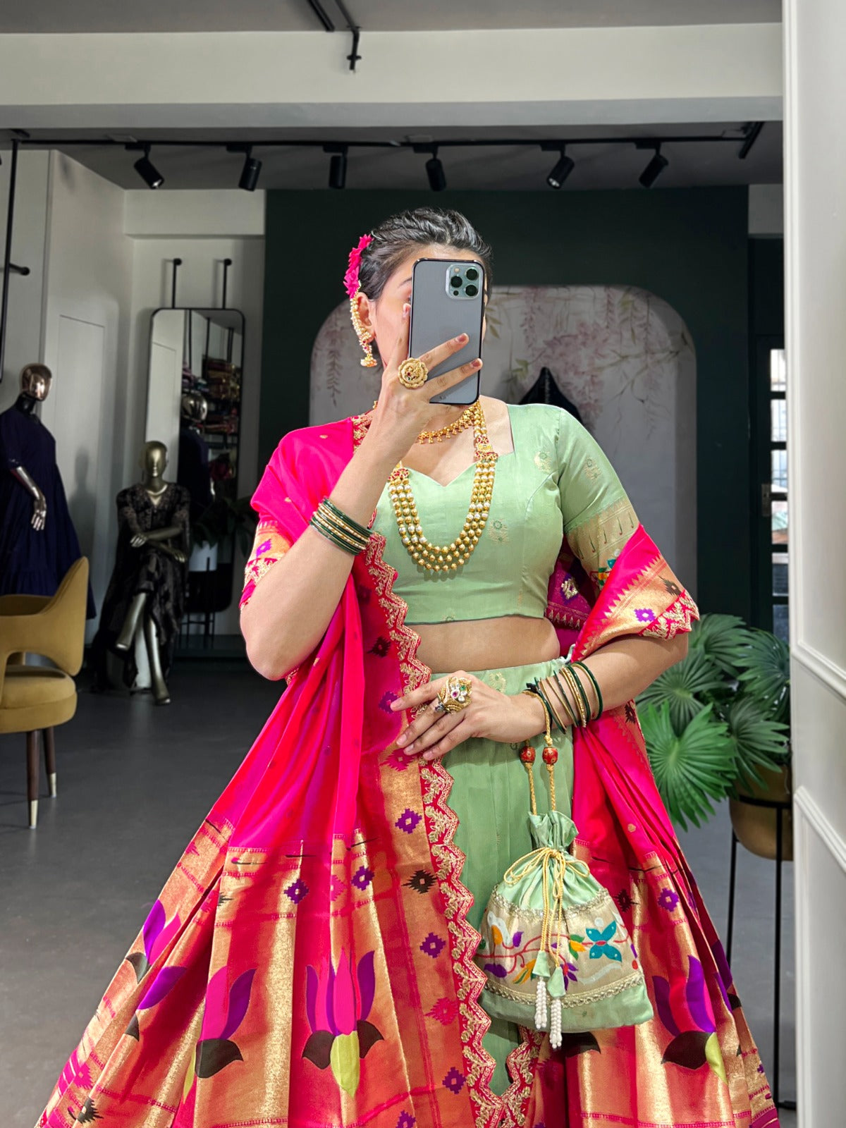 Jacquard Silk Paithani Lehenga Choli With Dupatta