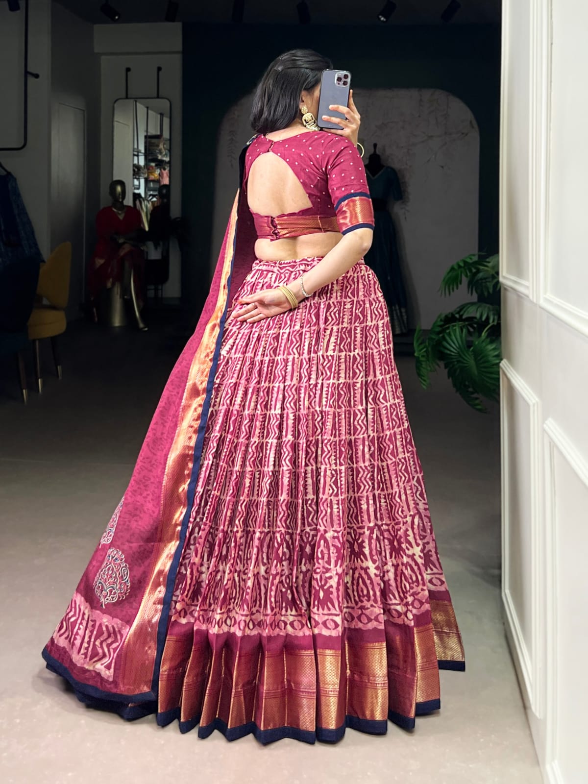 Batik Print With Zari Weaving Lehenga Choli With Dupatta