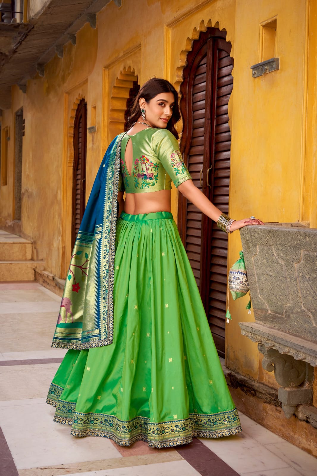 Soft Silk Zari Weaving Paithani Lehenga Choli With Dupatta