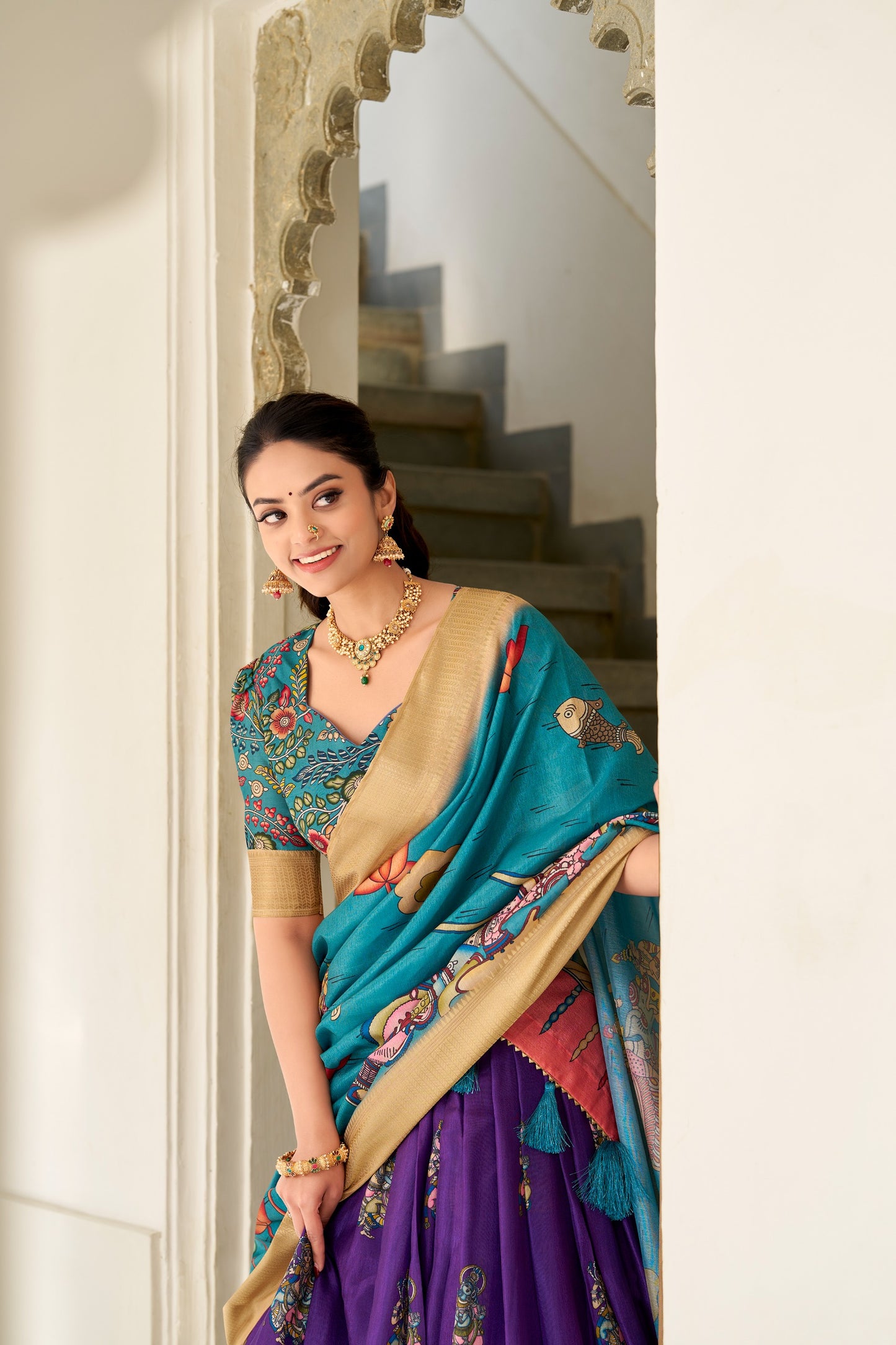 Dola Silk Kalamkari Print Lehenga Choli With Dupatta