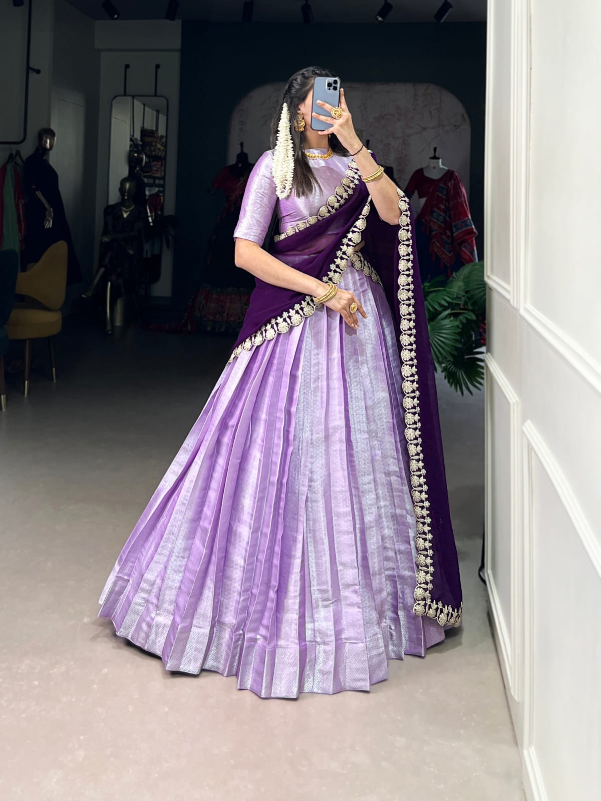 Lavender Colour Traditional Lehenga Choli