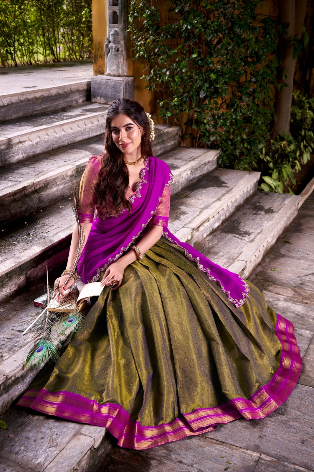 Traditional Lehenga Choli With Dupatta | Traditional South Indian Half Saree