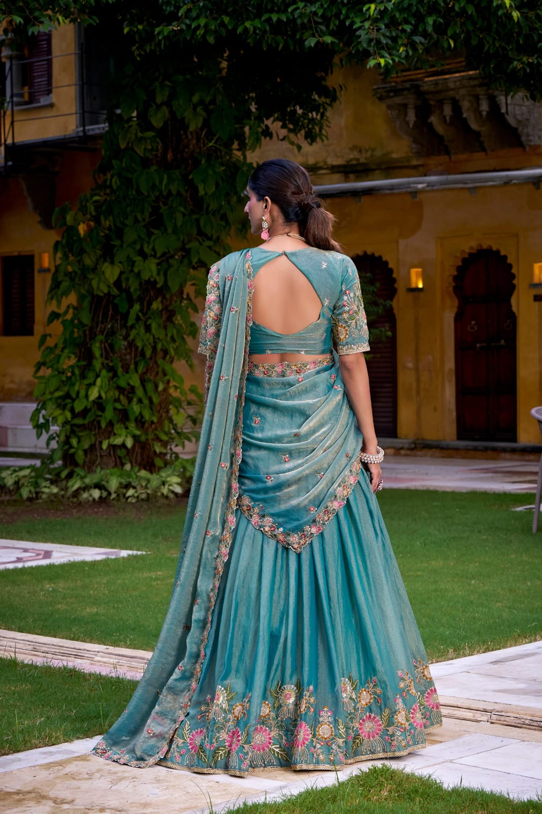Sky Blue Embroidery Work Lehenga Choli