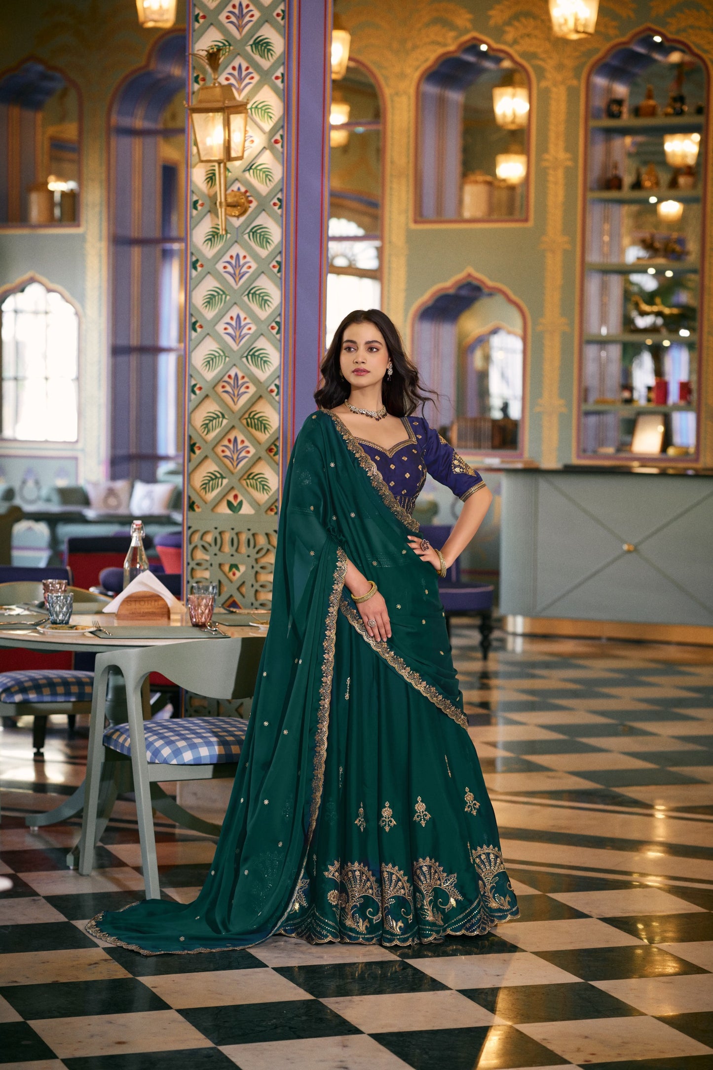 Bottle Green Designer Wedding Lehenga Choli with Dupatta