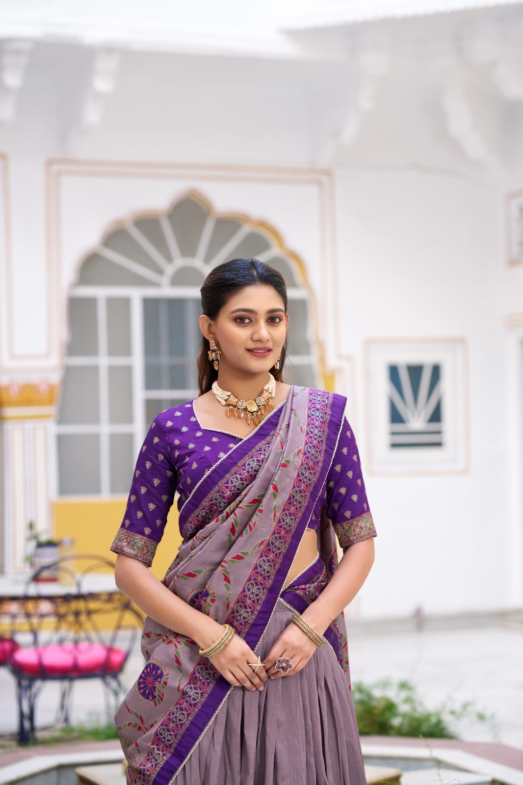 Tasar Silk Kashmiri Print Lehenga choli