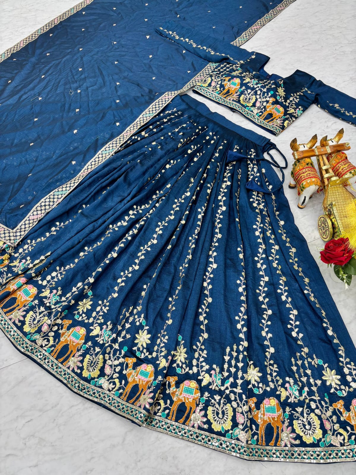Navy Blue Ready to Wear Designer Bridesmaid Lehenga choli With Dupatta