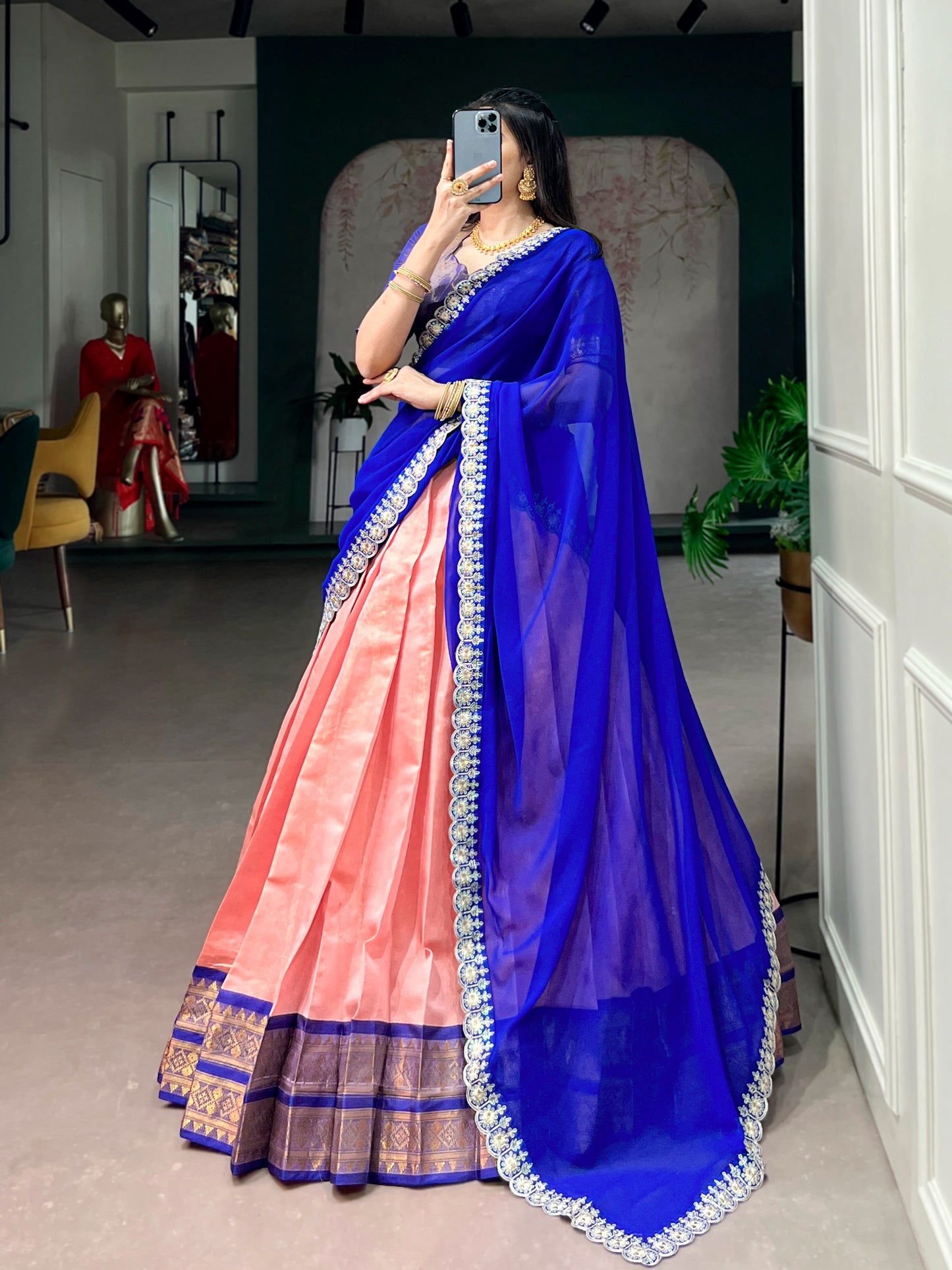 Kanchipuram Zari Weaving Lehenga Choli