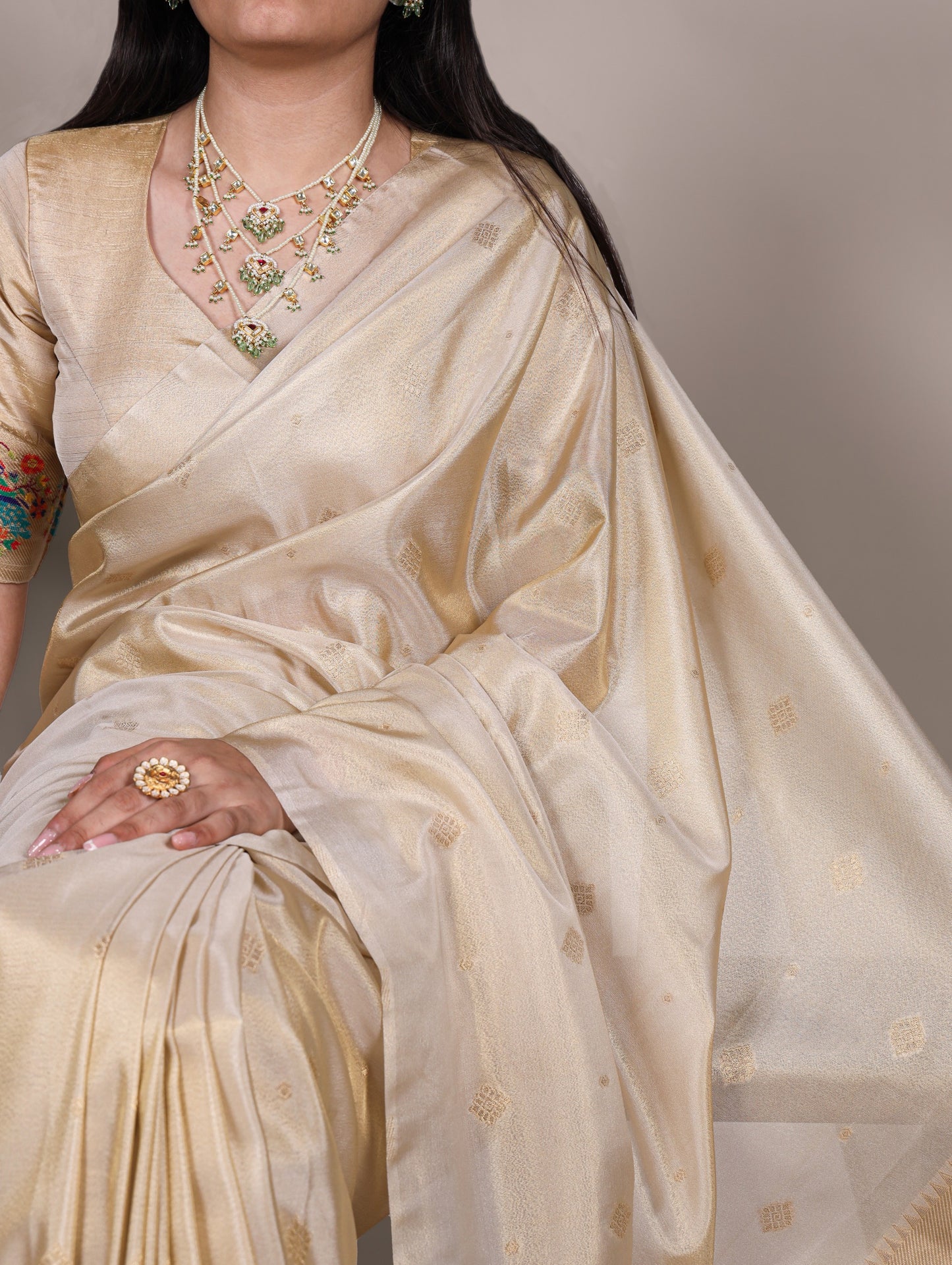 Tissue Silk Paithani Saree with Unstitched Blouse