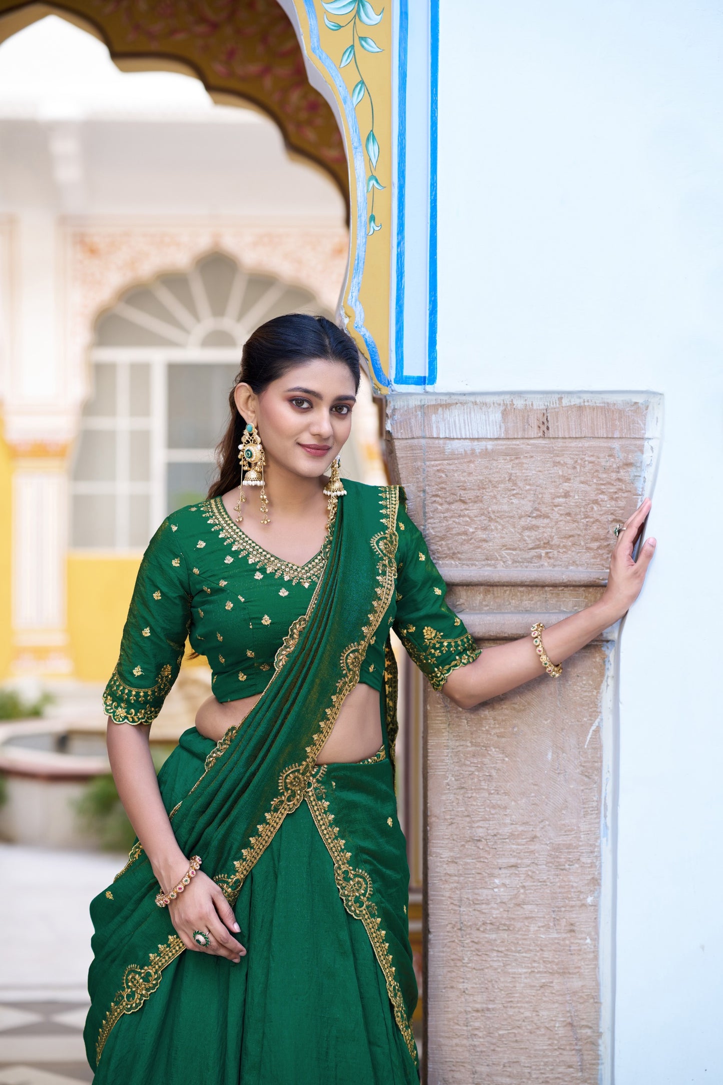 Green NC Silk Wedding Wear Lehenga Choli with Dupatta