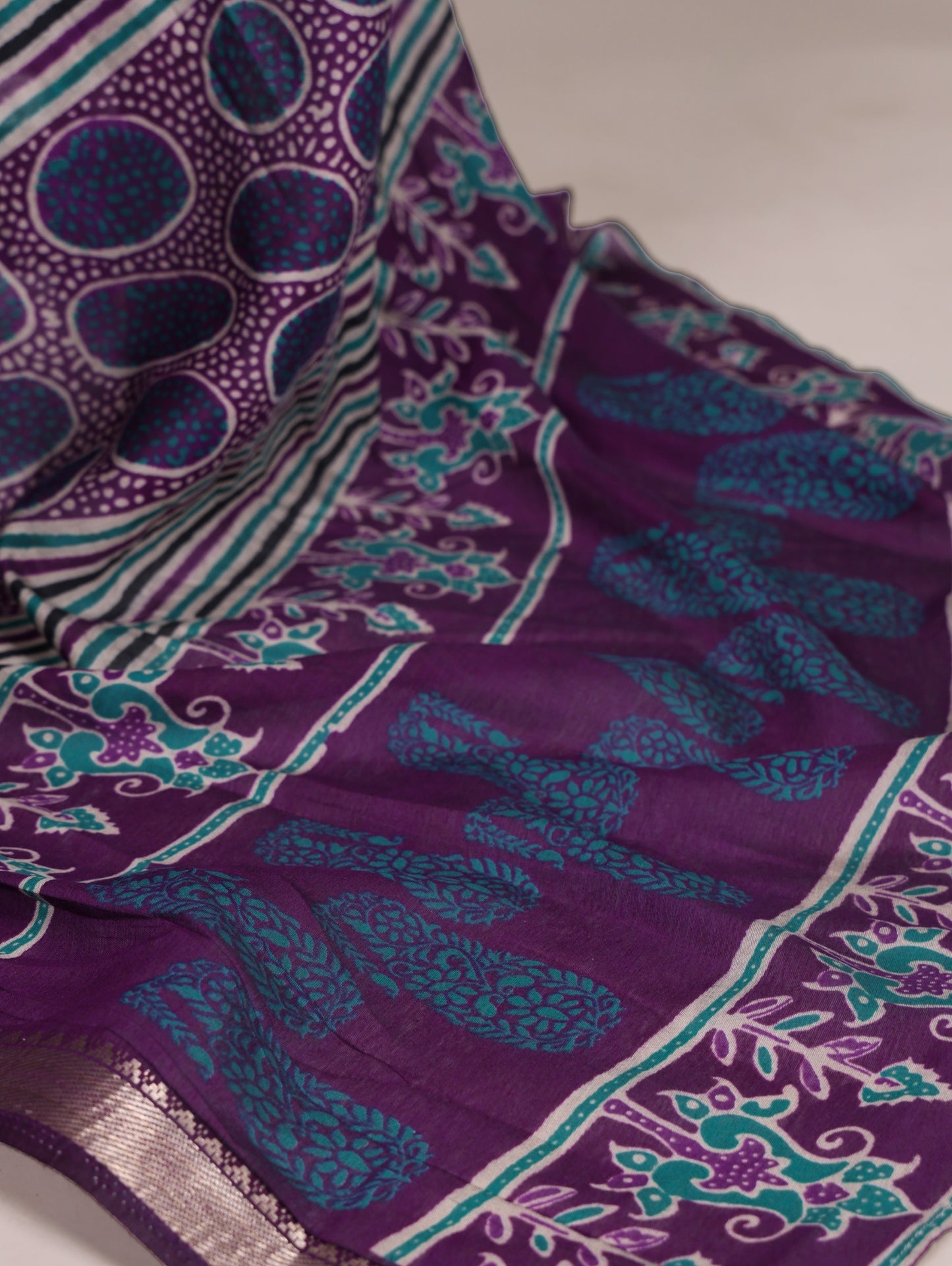 Polyester Viscose Chanderi Print Saree