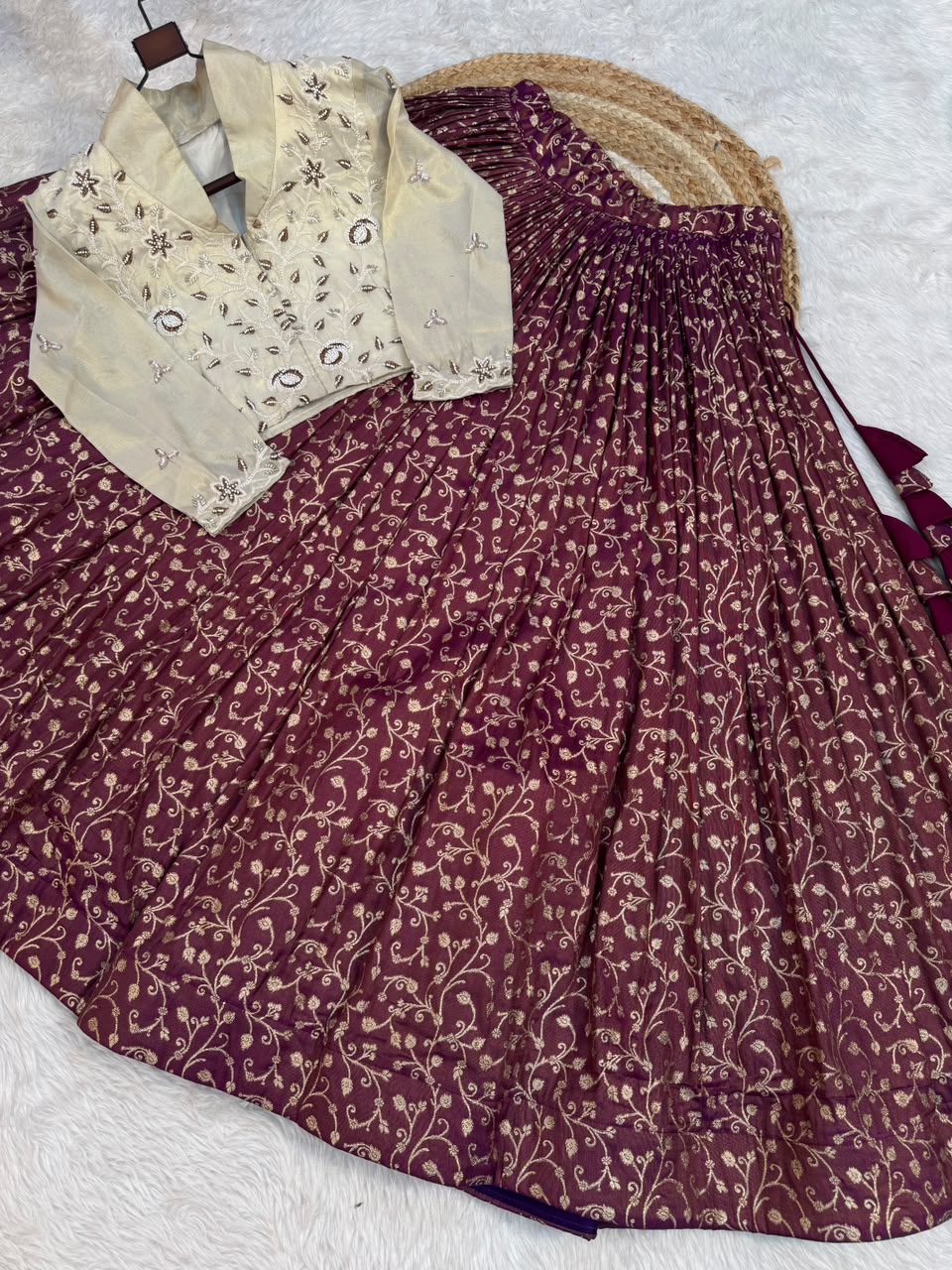 Cosmos Jacquard Indo western Co-ord Set Lehenga Choli