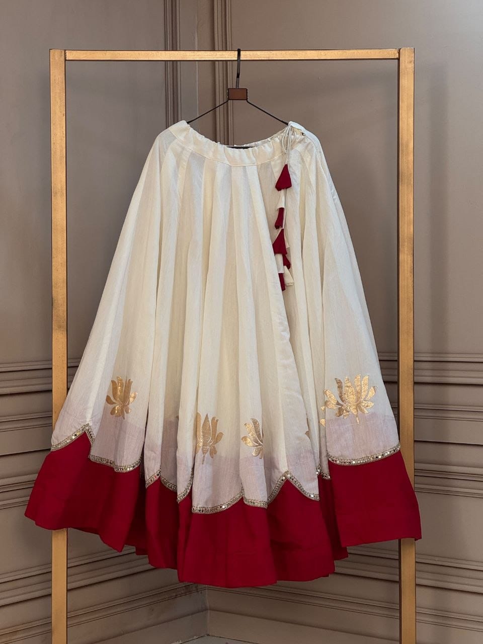 White and Maroon Navratri Skirt