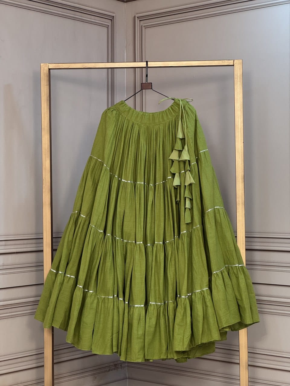 Parrot Green color Navratri Skirt