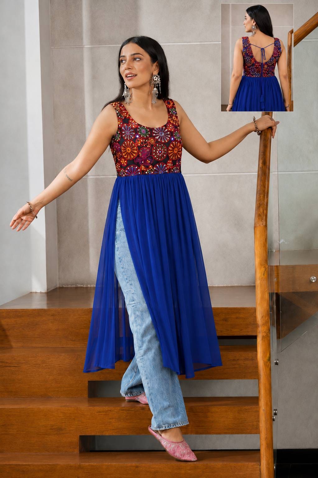 Royal Blue color Navratri Special Kurti