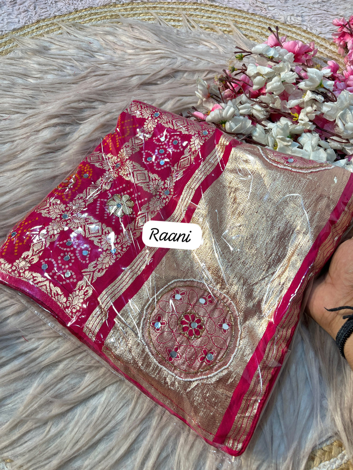 Rani Pink Color Viscose Weaving Saree with Unstitched Blouse