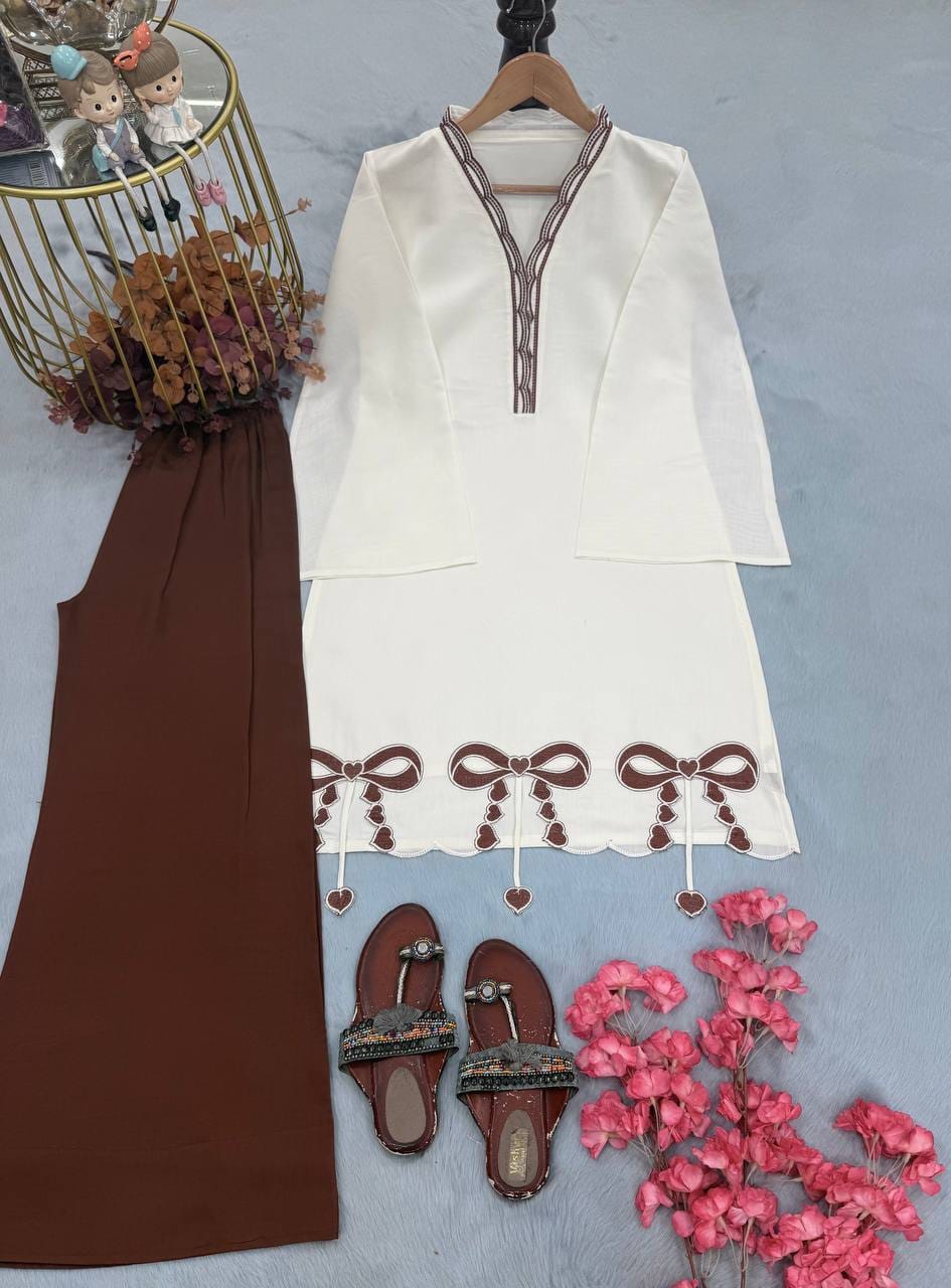 Designer Party Wear Look Pur Roman Silk Top & Plazzo set