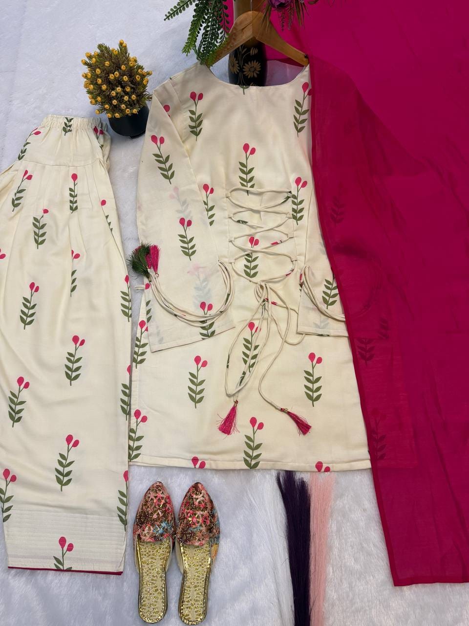 FANCY DESIGN COLLECTION 3 PIECE FANCY TOP WITH FARSHI SALWAR AND BEAUTIFUL DUPATTA