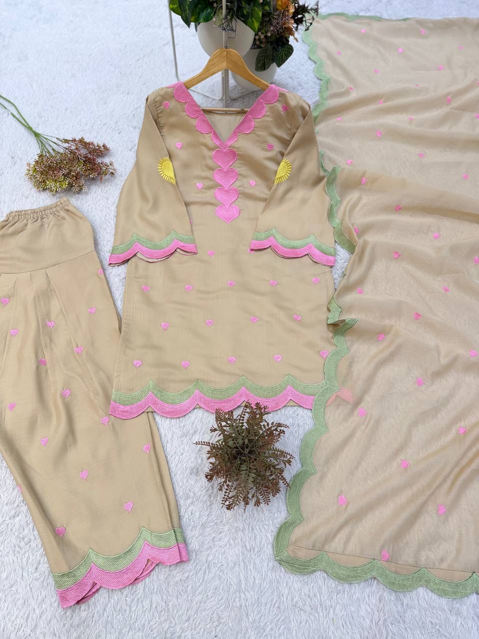 DESIGNER EMBROIDERED WORKED TOP SALWAAR WITH DUPATTA