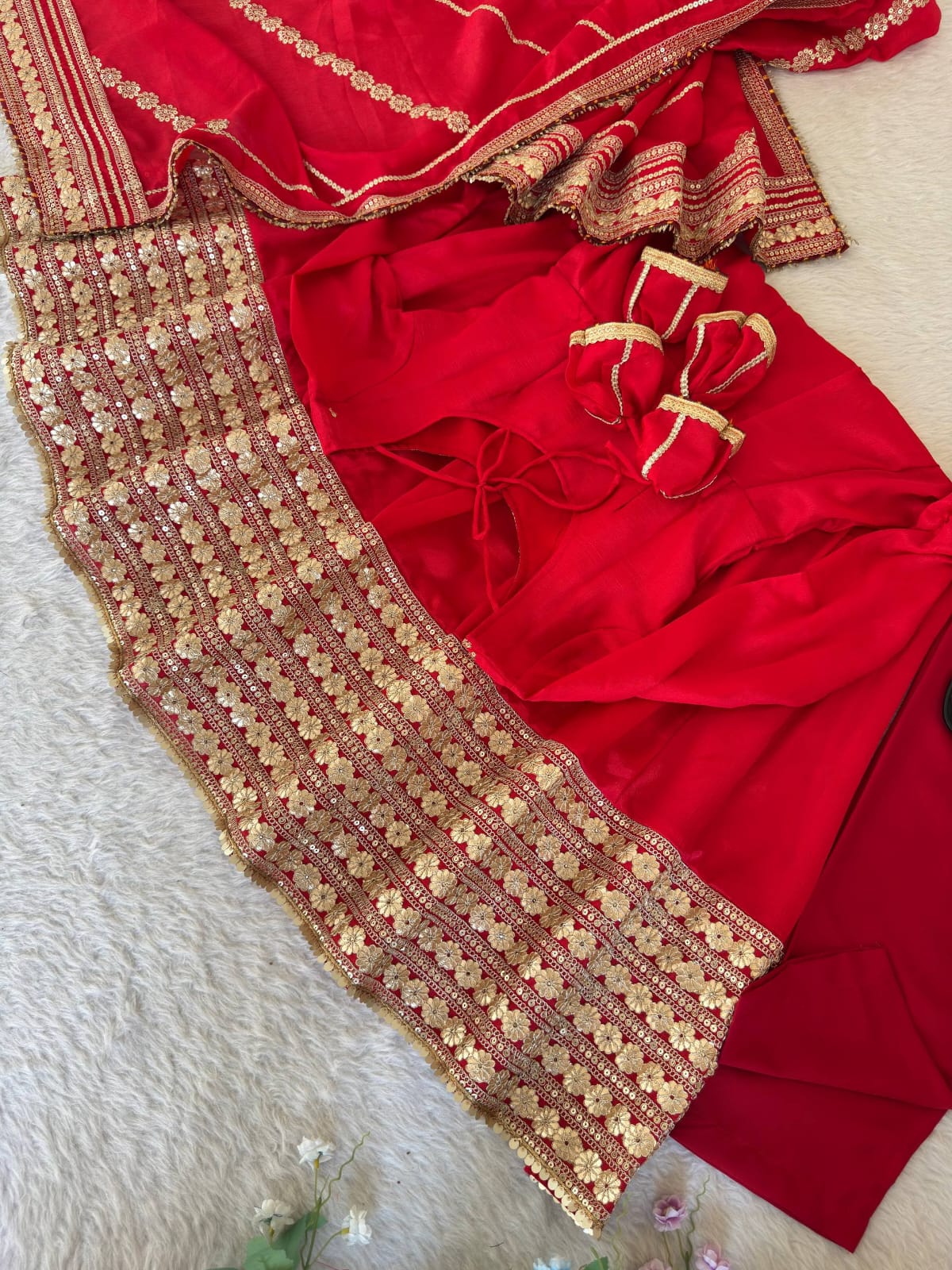 Red color Gold Zari and Sequence and Embroidery work Party Wear Designer Anarkali Gown
