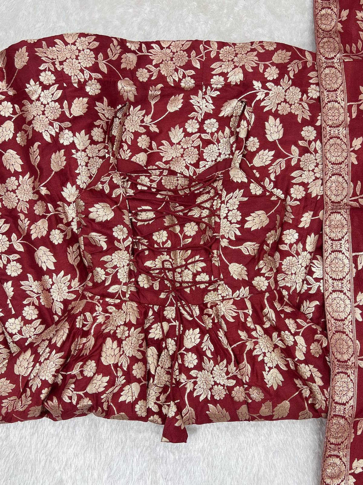 Maroon Colour Banarasi Silk Designer Anarkali Gown Pant and Dupatta
