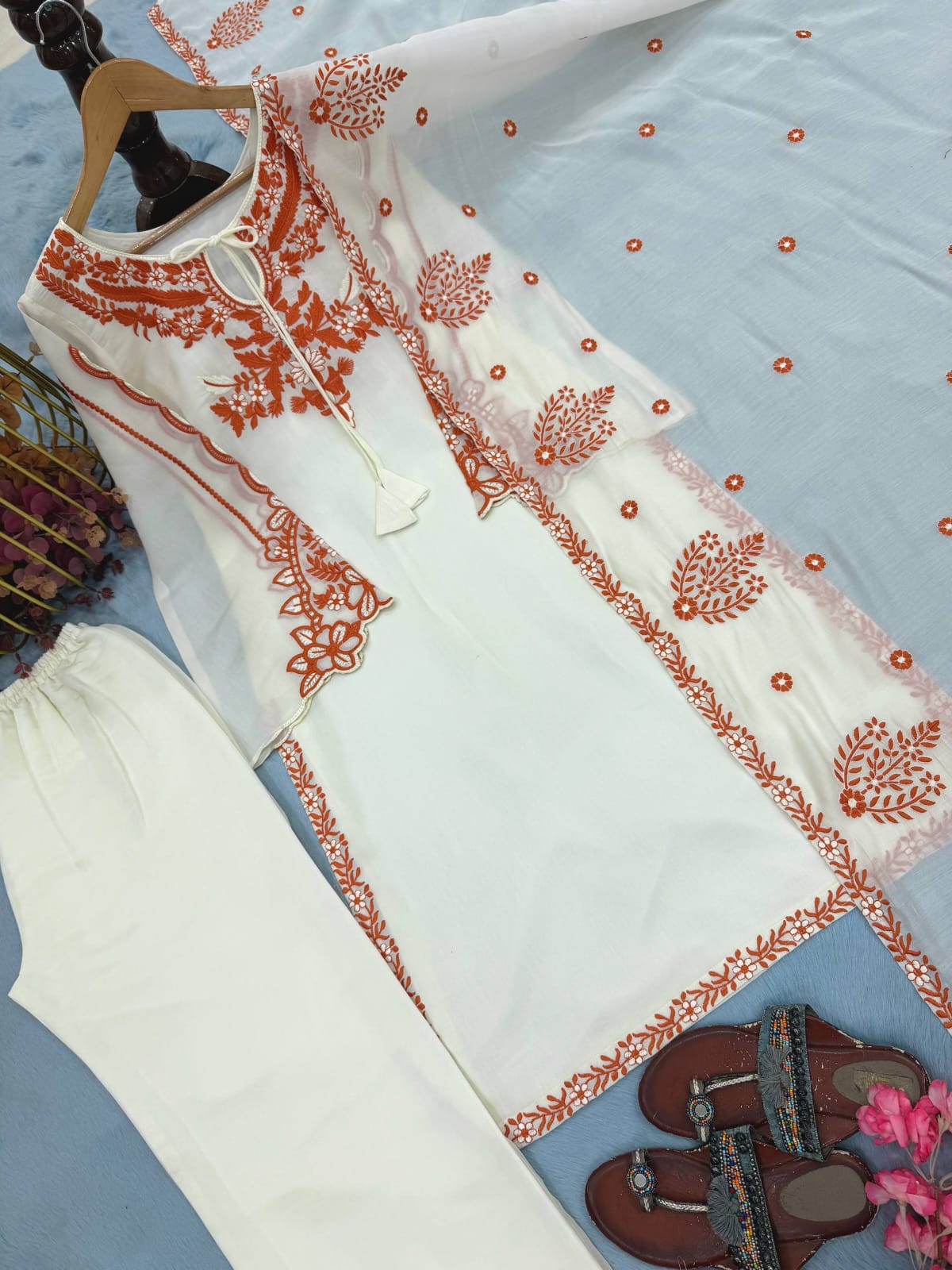 Designer Party Wear Look Pur Roman Silk Top & Plazzo With Dupatta set