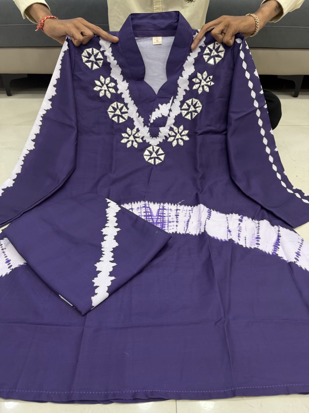 Premium Burbary Silk With Handwork Nack CORD SET Set
