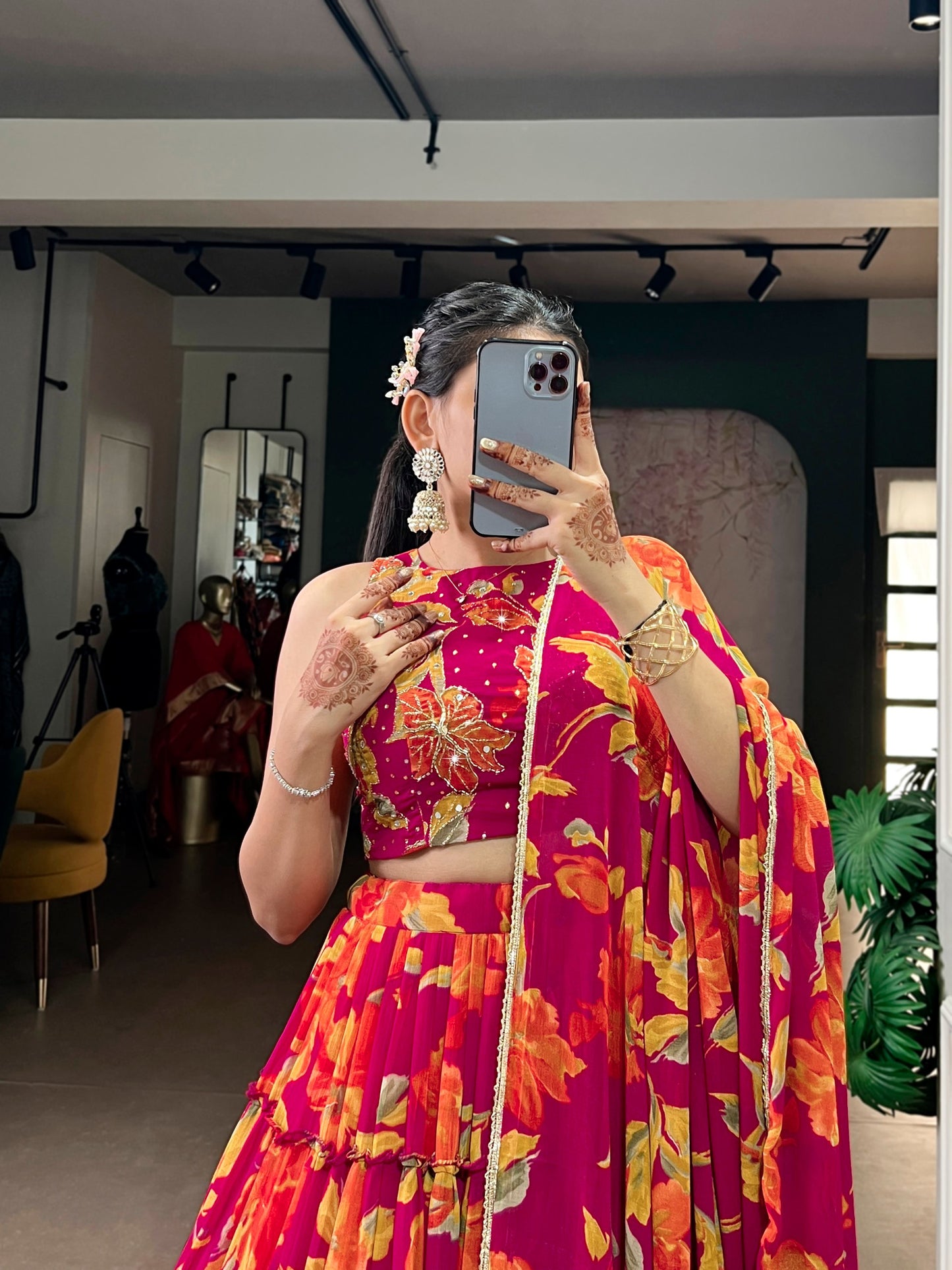 Party Wear Floral Printed Lehenga Choli