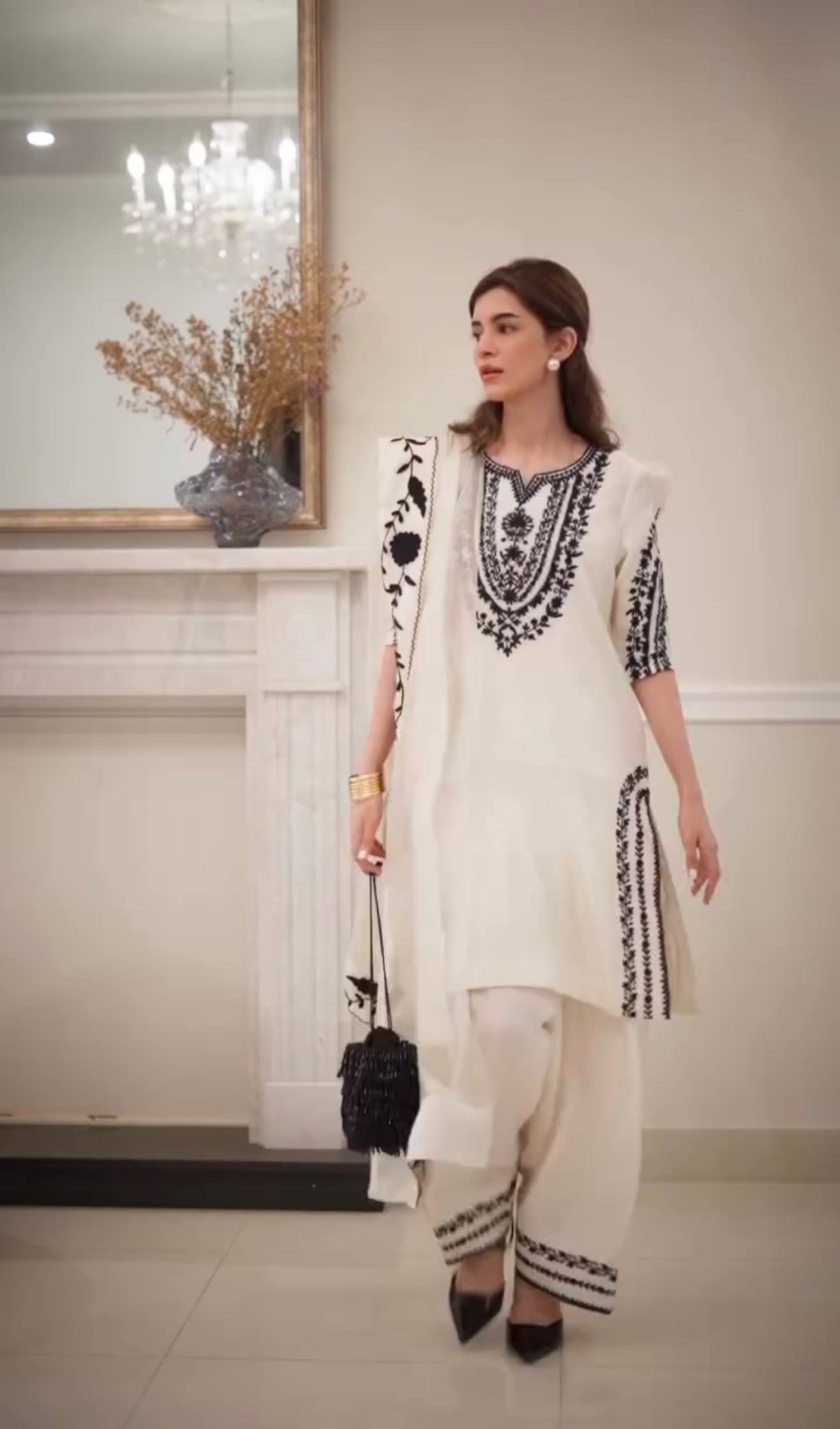 Designer Party Wear Look Pur Natural Crepe Top & Farshi Palazzo With Dupatta set