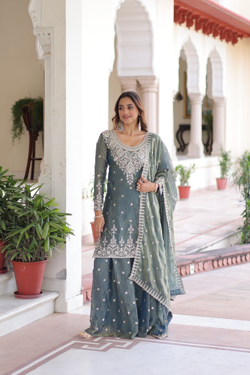 PREMIUM DESIGNER READYMADE TOP-SHARARA-DUPATTA COLLECTIONS