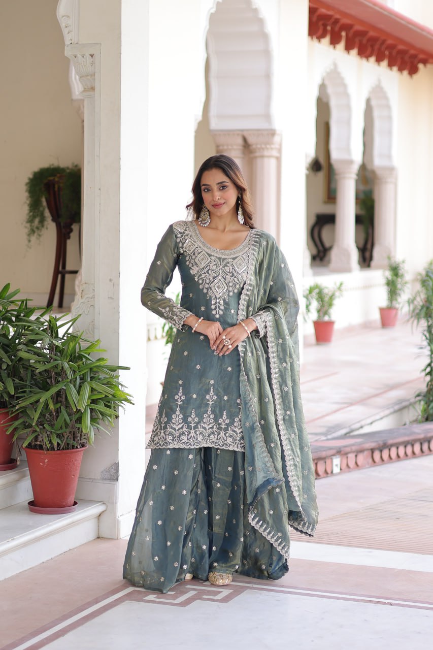 PREMIUM DESIGNER READYMADE TOP-SHARARA-DUPATTA COLLECTIONS