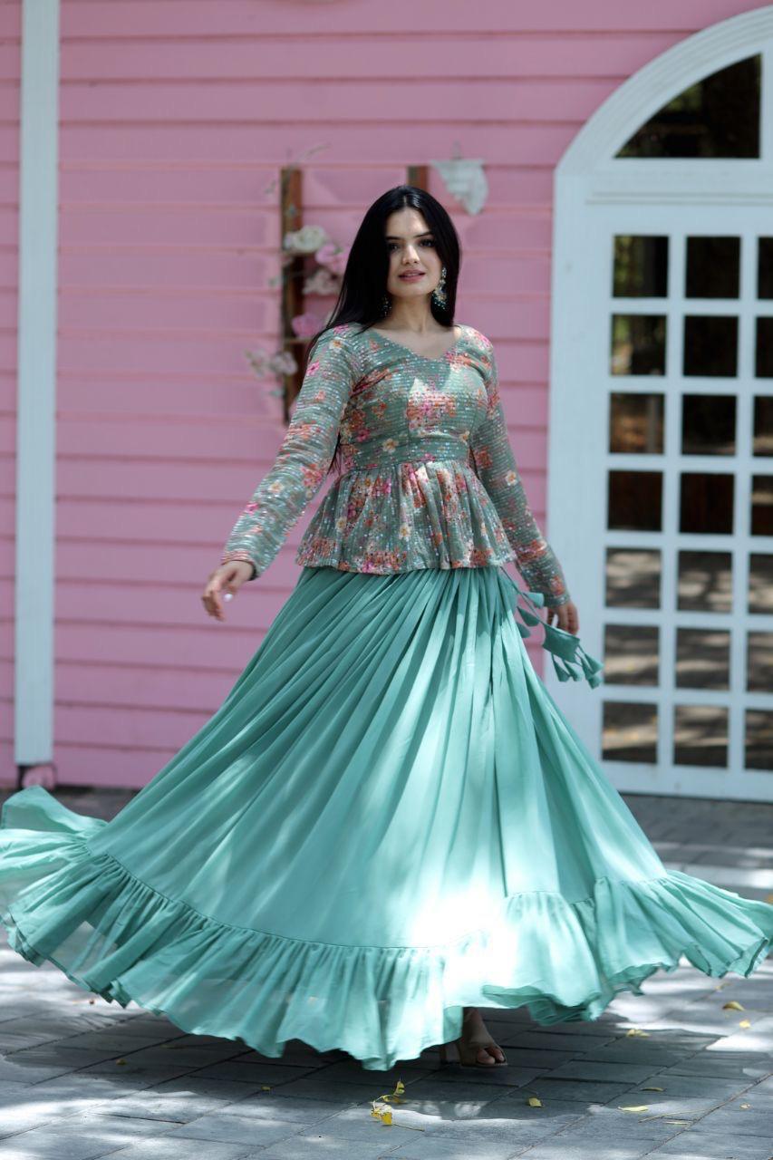 Premium Designer Sequins Embroiderd Readymade Lehenga choli Set