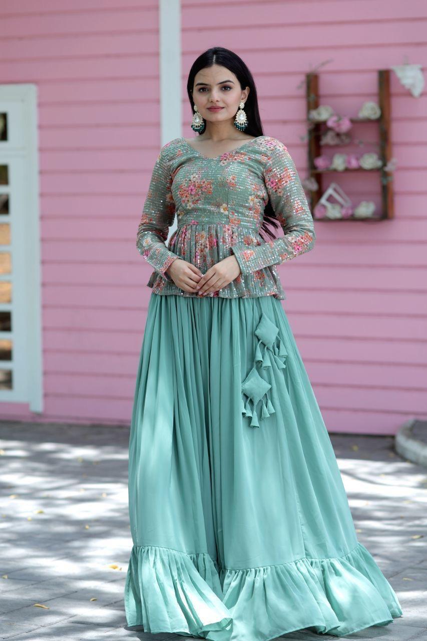 Premium Designer Sequins Embroiderd Readymade Lehenga choli Set