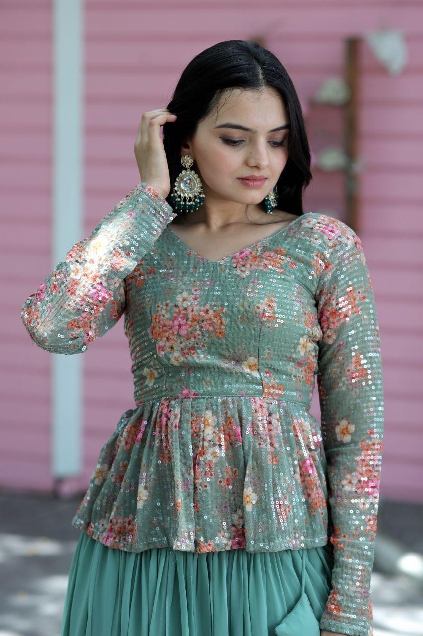 Premium Designer Sequins Embroiderd Readymade Lehenga choli Set