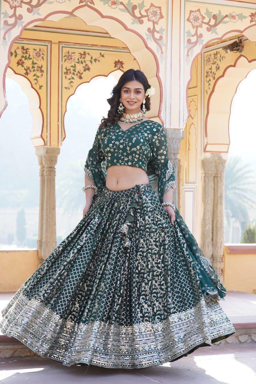 Designer Pure Viscose Jacquard fabric Lehenga Choli &amp; Dupatta Set