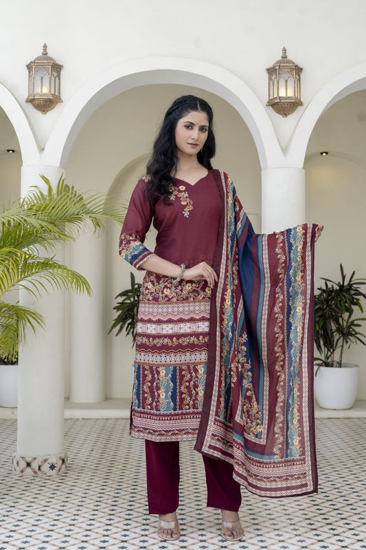 Daily wear Printed Kurti Pant with Dupatta
