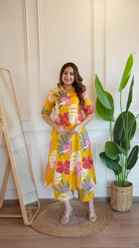 Beautiful Heavy Jaipuri  Printed Cotton Fabric CORD-SET