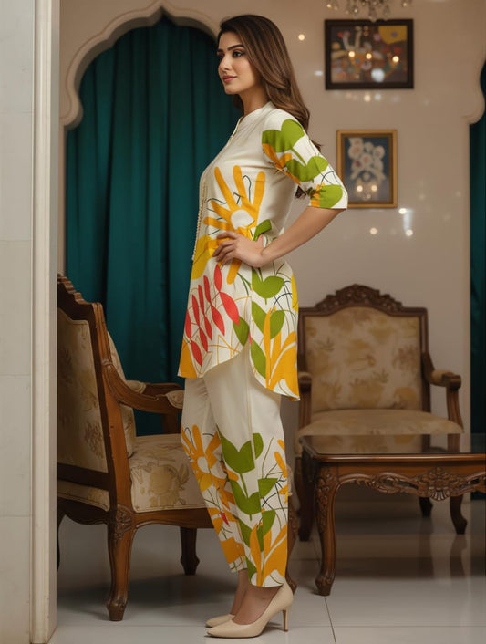 Beautiful Heavy Jaipuri  Printed Cotton Fabric CORD-SET