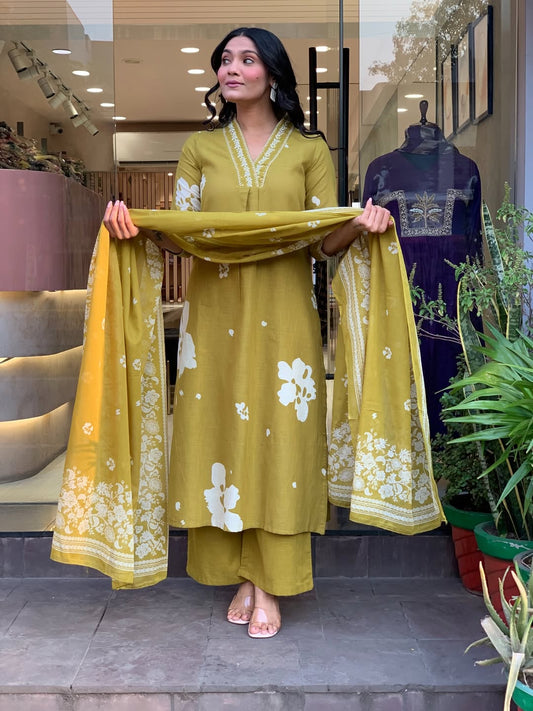 Beautiful Heavy Jaipuri  Printed Cotton Fabric TOP BOTTOM DUPATTA