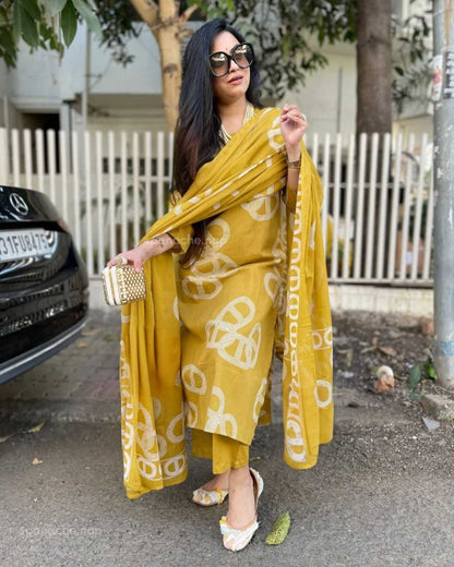 Beautiful Heavy Jaipuri  Printed Cotton Fabric TOP BOTTOM DUPATTA