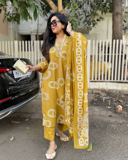 Beautiful Heavy Jaipuri  Printed Cotton Fabric TOP BOTTOM DUPATTA