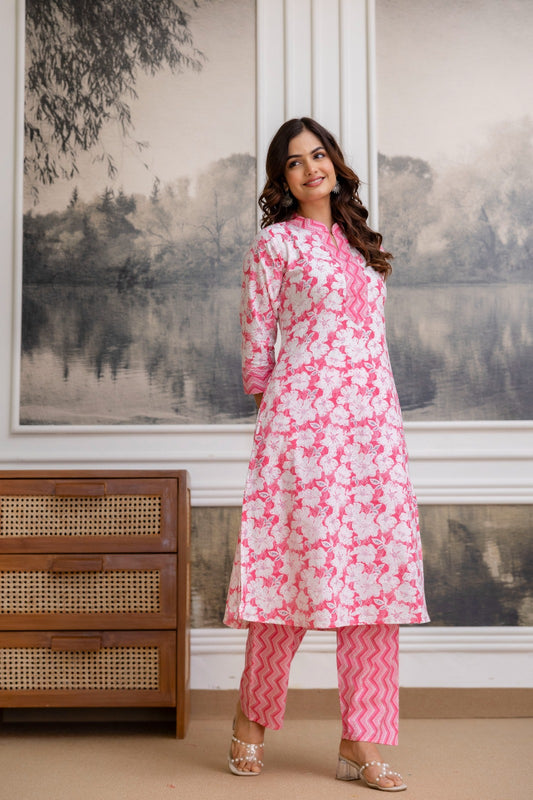 Beautiful Heavy Jaipuri  Printed Cotton Fabric CORD-SET