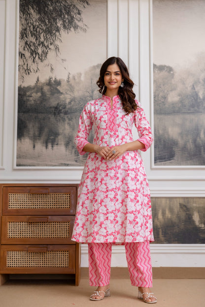 Beautiful Heavy Jaipuri  Printed Cotton Fabric CORD-SET