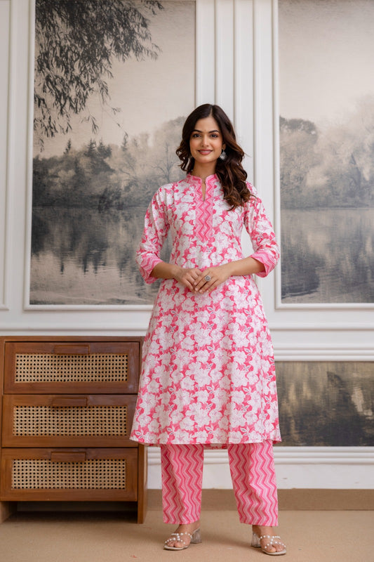 Beautiful Heavy Jaipuri  Printed Cotton Fabric CORD-SET