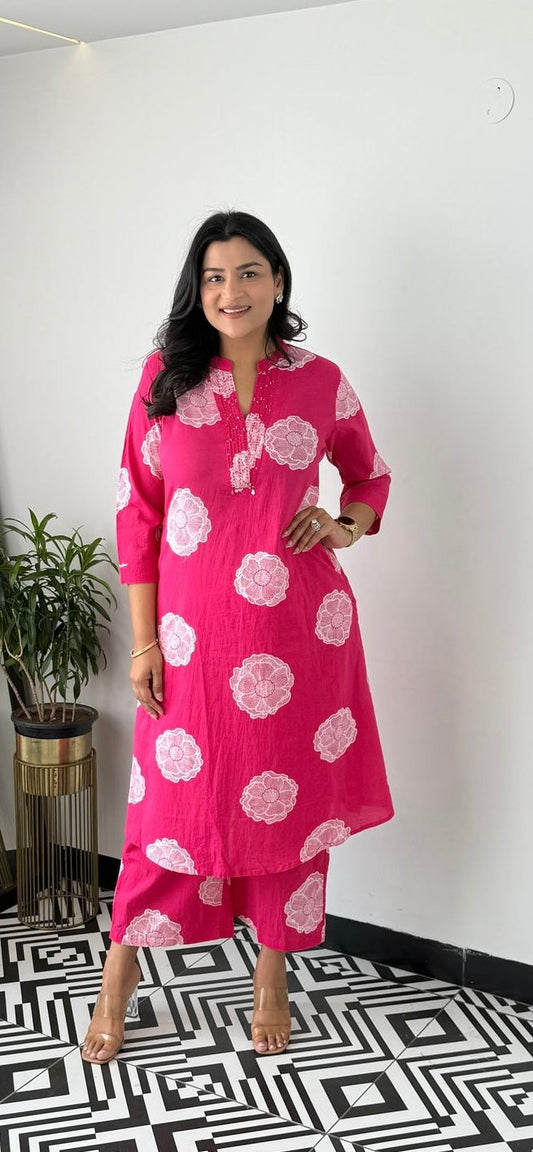 Beautiful Heavy Jaipuri  Printed Cotton Fabric CORD-SET