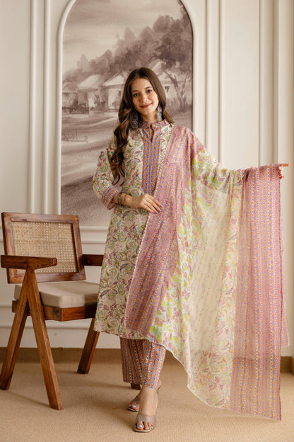 Beautiful Heavy Jaipuri  Printed Cotton Fabric TOP BOTTOM DUPATTA